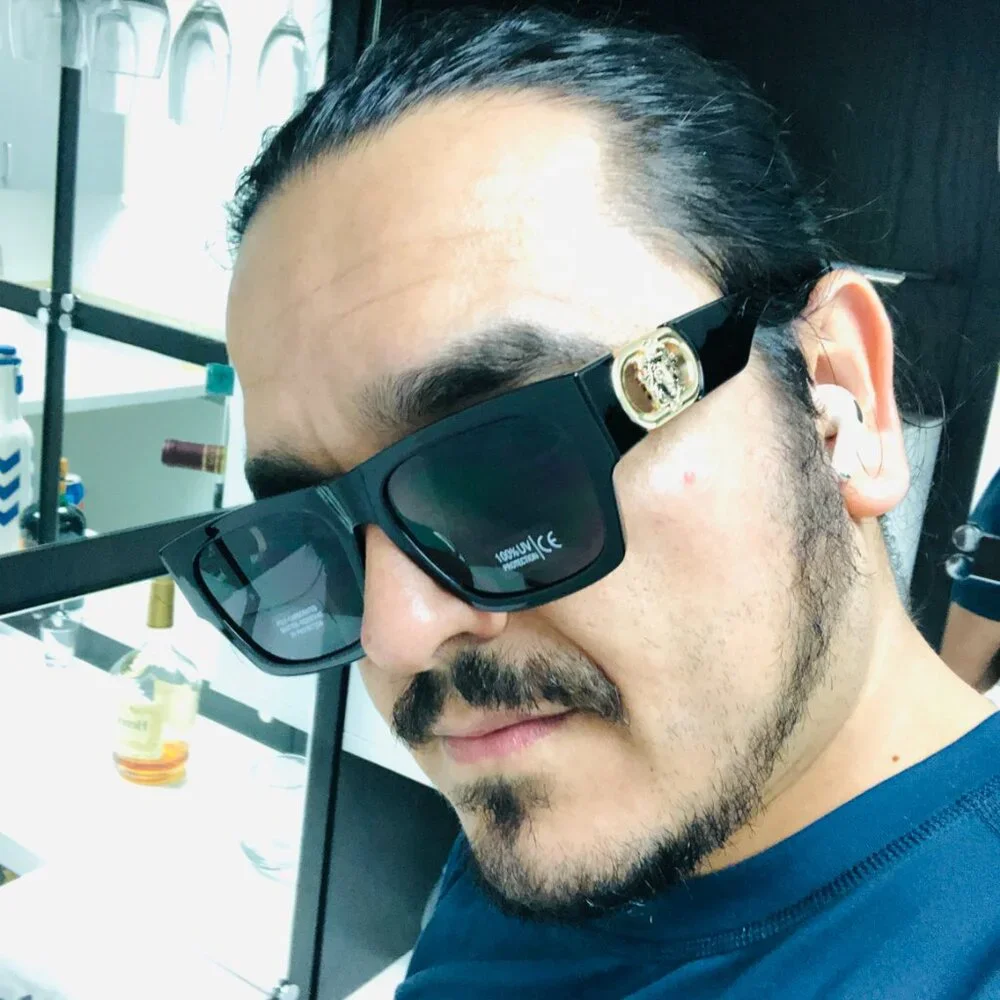 Men Sunglasses Fashion Retro Black Gold Frame Square Hip Hop Shades Lentes Gafas